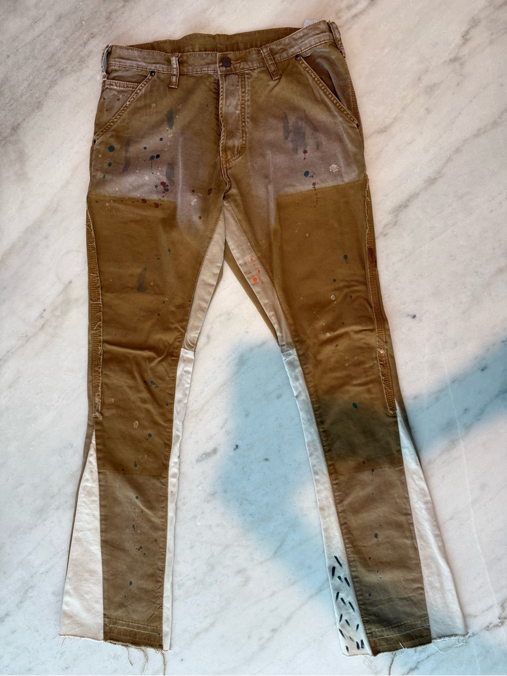 MNML Brown Two-Tone Paint-Splatter Jeans